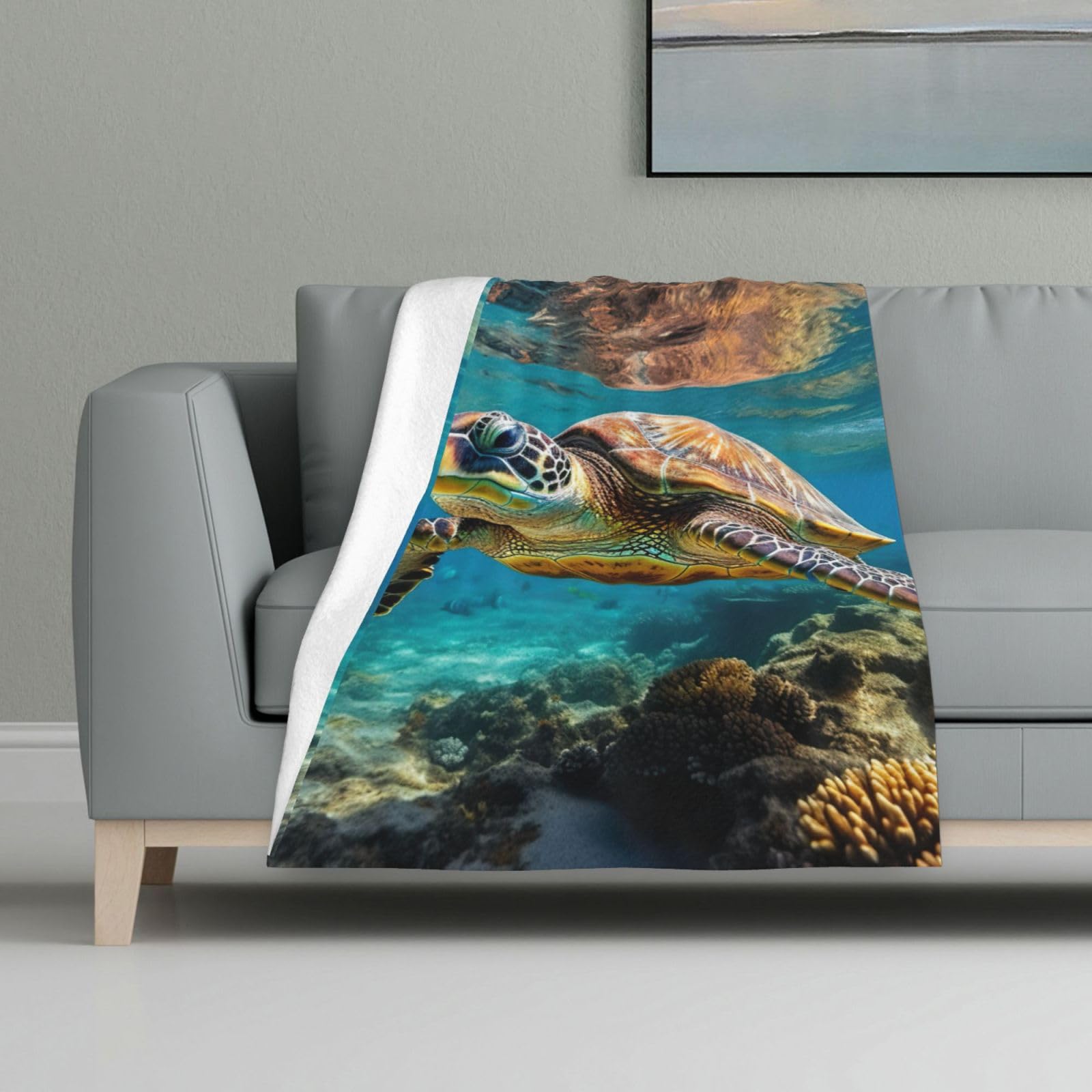 Couverture flanelle tortue de mer douce et chaude haut de gamme