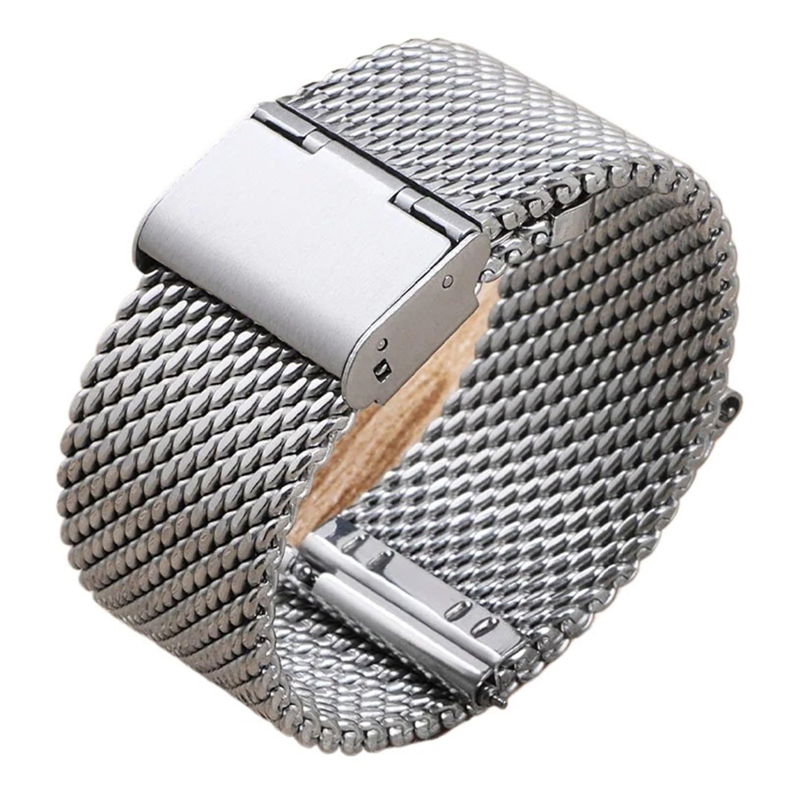 Bracelet de Montre en Acier Inoxydable, Boucle en Maille milanaise, 18mm, 20mm, 22mm, 24mm, 3mm d'épaisseur, 1.0