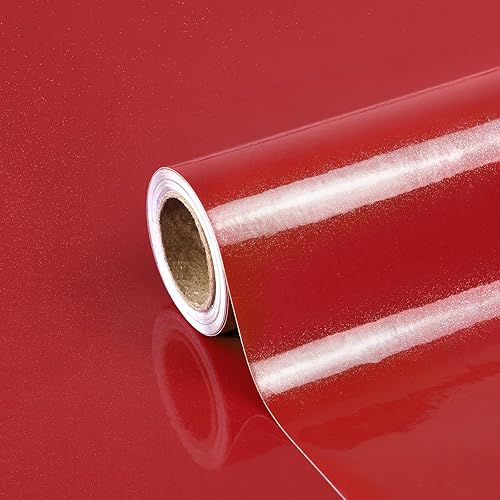 Red Contact Paper 15.7"x78" Glossy Red Peel and Stick Wallpaper