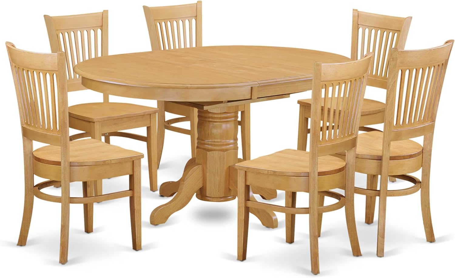 East West Furniture AVVA7-OAK-W 7 Piece Dining Room Furniture Set Consist of an Oval Kitchen Table with Butterfly Leaf and 6 Dining Chairs, 42x60 Inch, Oak