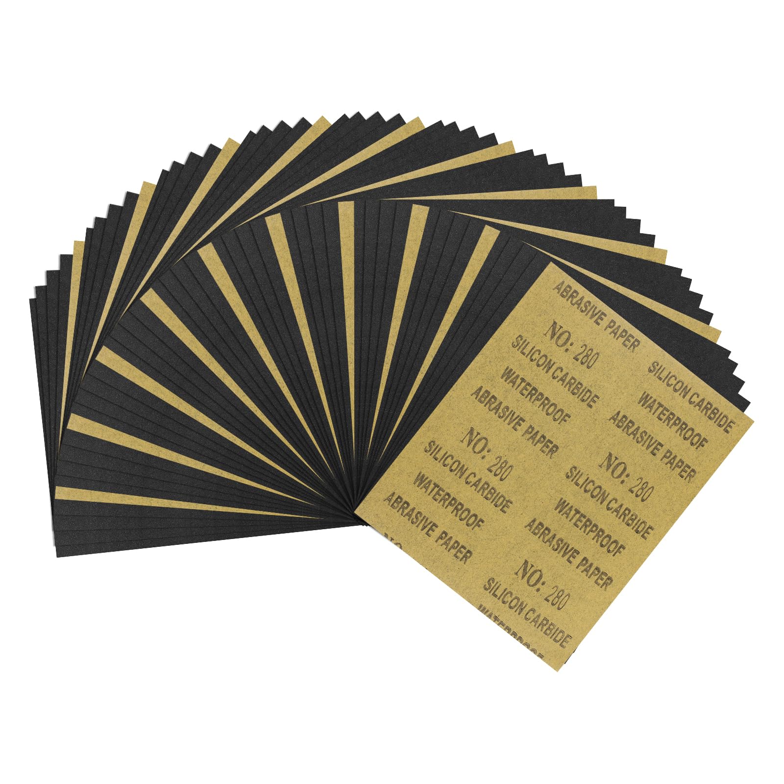 Kozelo 50pcs Sand Papers - [9 x 11 Inch x 280 Grits] Sandpaper Sheets for Metal Auto Wood Polishing and Scratches Removing, Silicon Carbide Abrasive