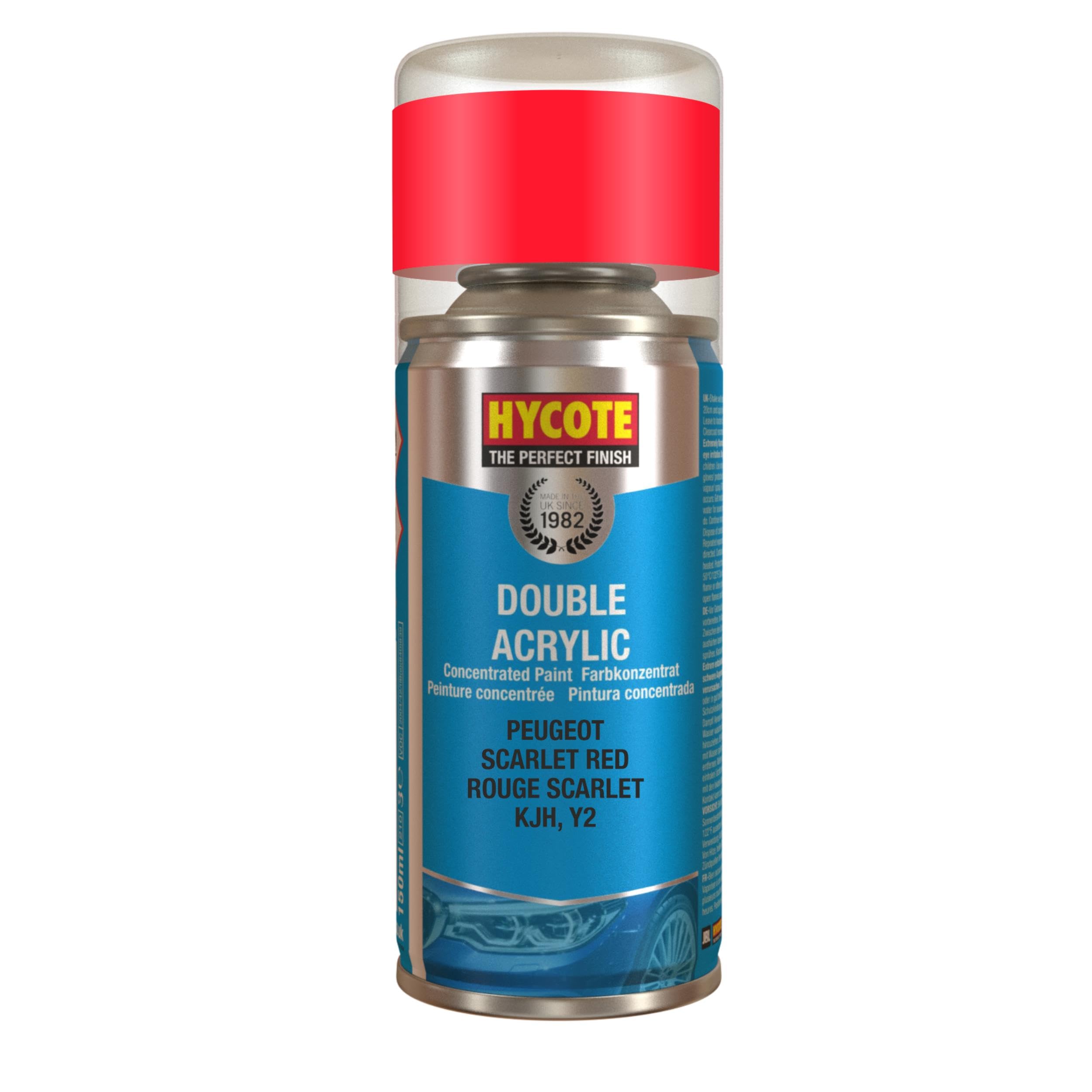 Hycote Colour Spray Paint Aerosol XDPG708 Peugeot Scarlet Red 150mL Fast Drying