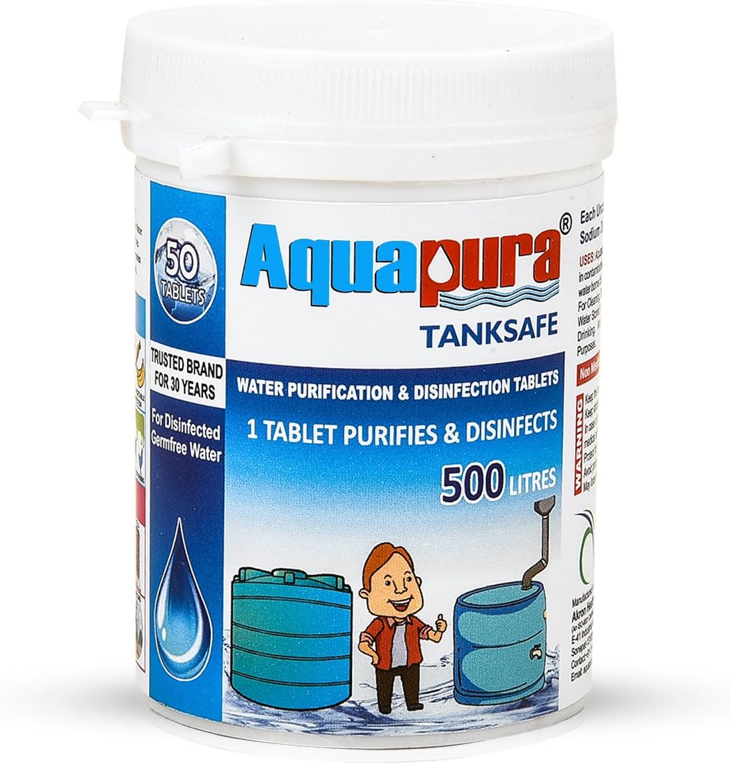 - Chlorine Water Purification Tablets | Each Tablet for 500 Liters, 50 Tab Pack | (25000L Water Purification) | 3 Years Shel Life & Warranty, Chlorine Tablets for Overhead & Undergorund Tanks