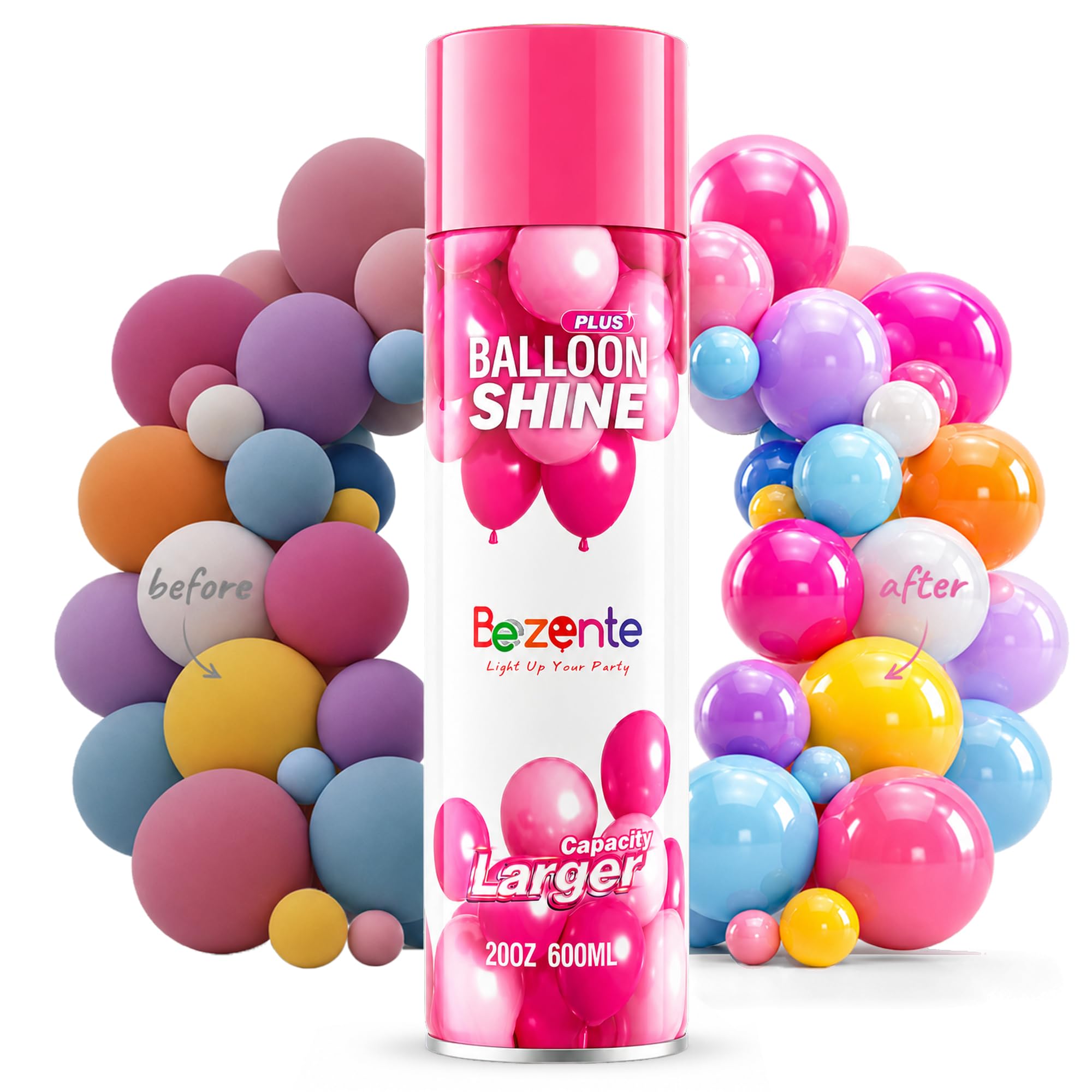 Bezente Balloon Shine Spray 20oz Instant High Gloss for Party Latex Balloon