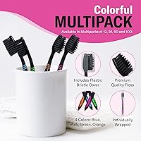 Vista 4 de natraco Paquete a granel de cepillos de dientes de carbón, cerdas suaves con infusión de carbón de limpieza profunda, paquete de cepillos de dientes