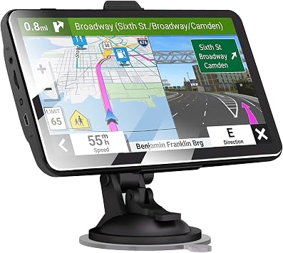 2026 Car GPS Navigator 2.5D Touchscreen 7inch Car GPS, Truck GPS Commercial Drivers,Real Voice prompts Turn Direction, Speed Limit Warning Speed Camera Alert, Lane Guidance Assist, POI