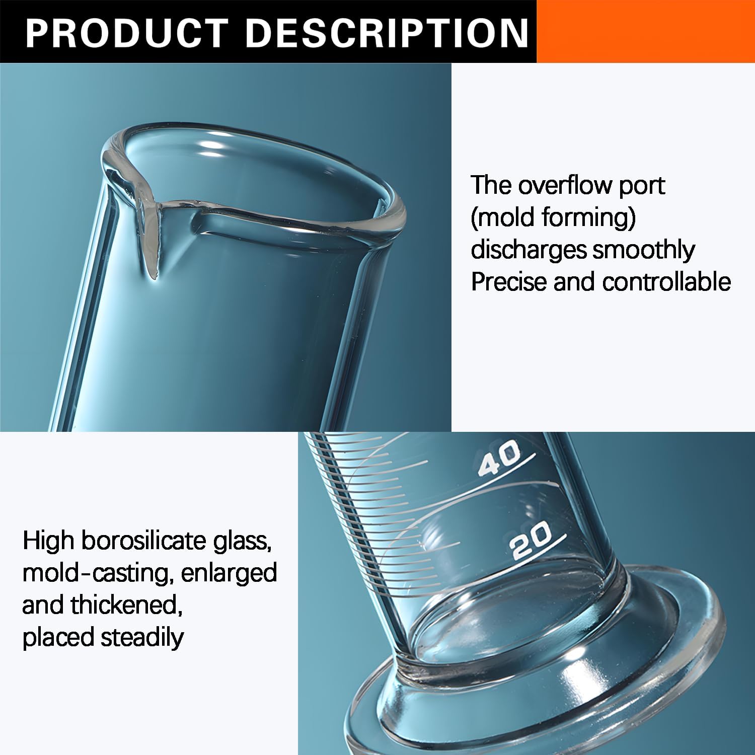 TISMART Glass Graduated Cylinder 100ml, Class A Borosilicate 3.3