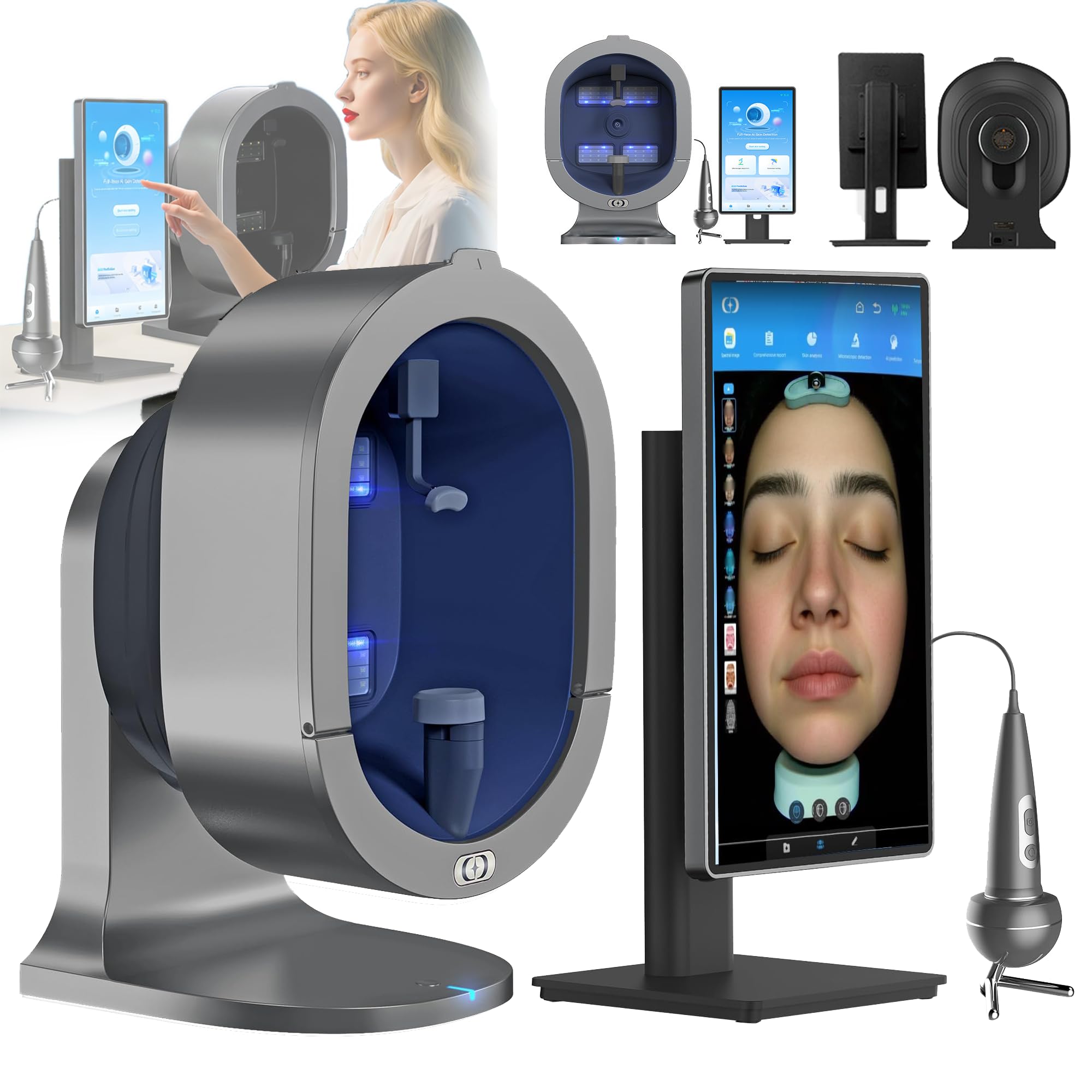 Analizzatore Cutaneo Professionale Scanner Multispettrale 21.5 Pollici per Analisi Acne Pigmentazione Raggi UV Microflora