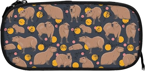 Miniatura 2 de YETTA YANG Capybara Doodle Botanical Circle Wildlife - Estuche para lápices para bolígrafos, suministros de oficina, gran capacidad, grande