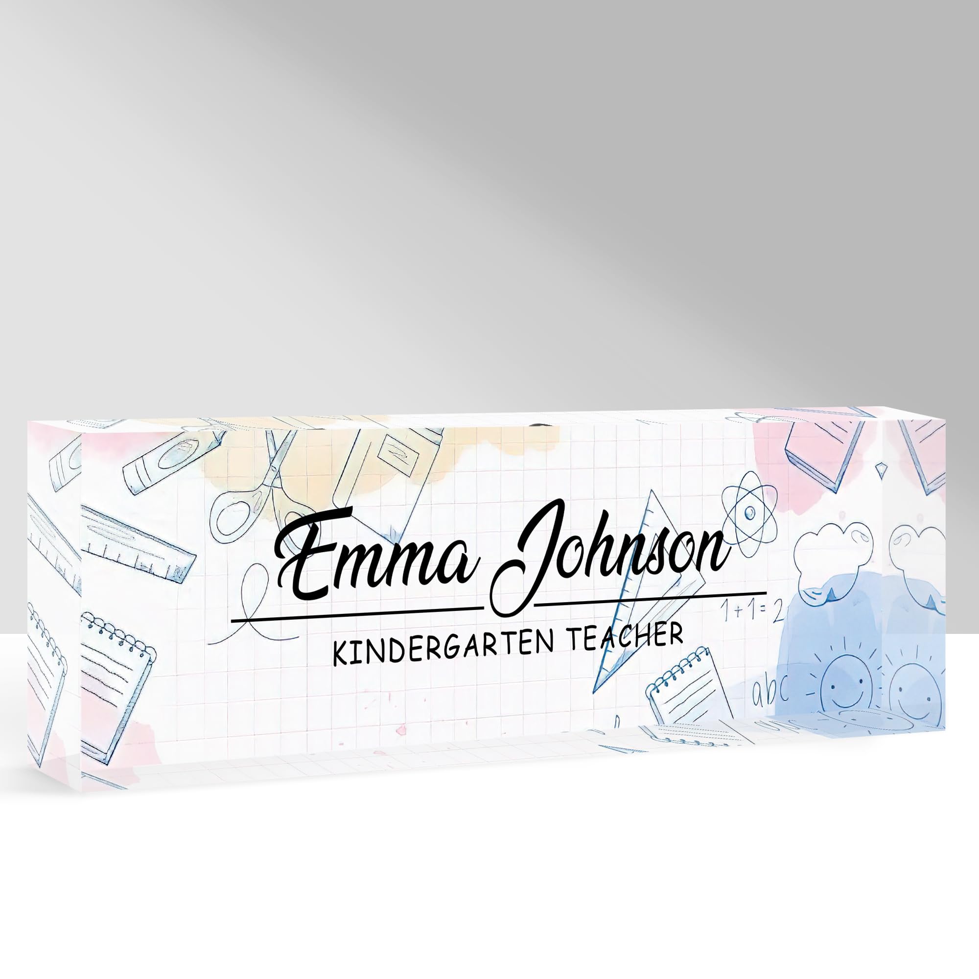 GifXify Custom Name Plate for Desk, Personalized Acrylic Office Name Sign with Name & Title, Elegant Desk Decor for Women Men, Employee Appreciation Gift (Teacher-1) — image 1