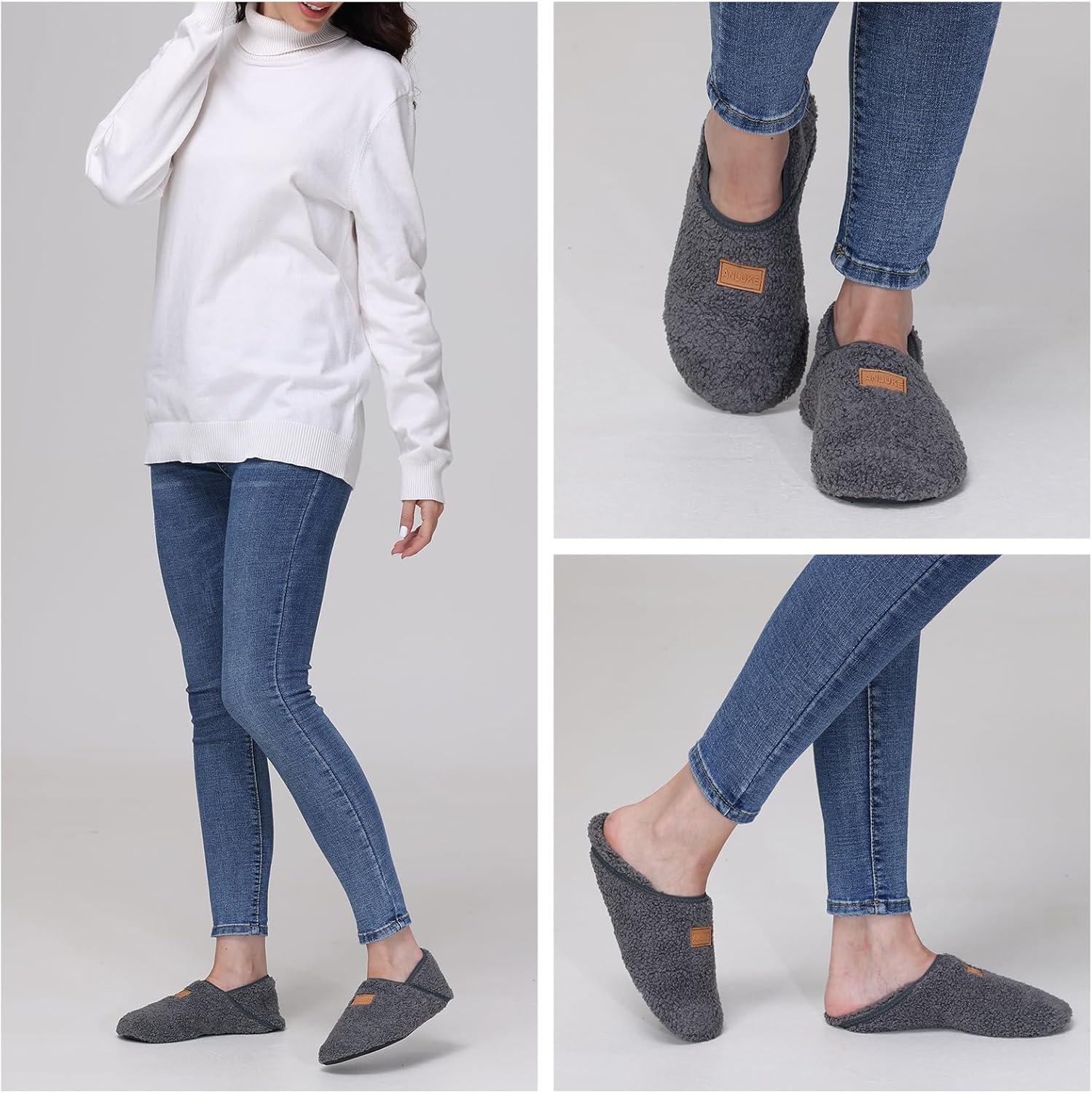 ANLUKE Slipper for Women Men Slipper Socks Fuzzy House Shoes Rubber Sole Slip On Soft-Lightweight Non Slip Indoor/Outdoor - Image 2