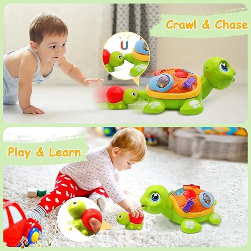 Miniatura 3 de Juguetes para bebés de 6 a 12 a 18 meses, tortuga musical con inducción sensorialcancionesluces, juguetes de aprendizaje educativo temprano para