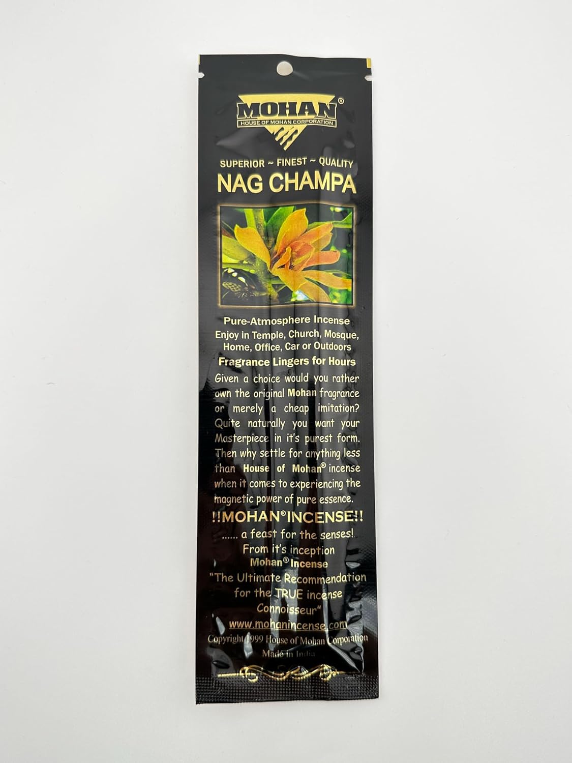 Mohan Incense Nag Champa Scent 1 Pack 250 Sticks (8 Inches