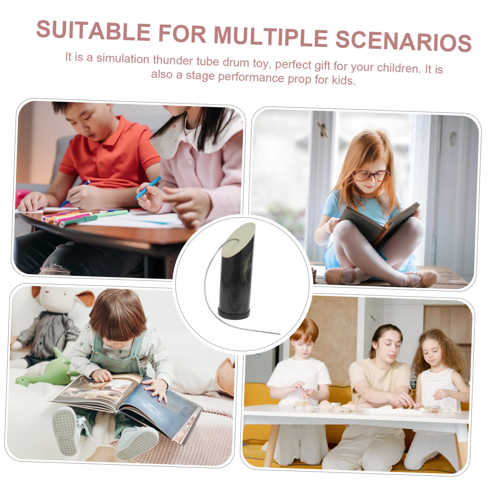 Tamburo Sonoro Giocattolo Educativo Musicale in Legno Nero | Suono da Imitazione, Molla in Metallo, Portatile, Piccolo e Delicato per Bambini