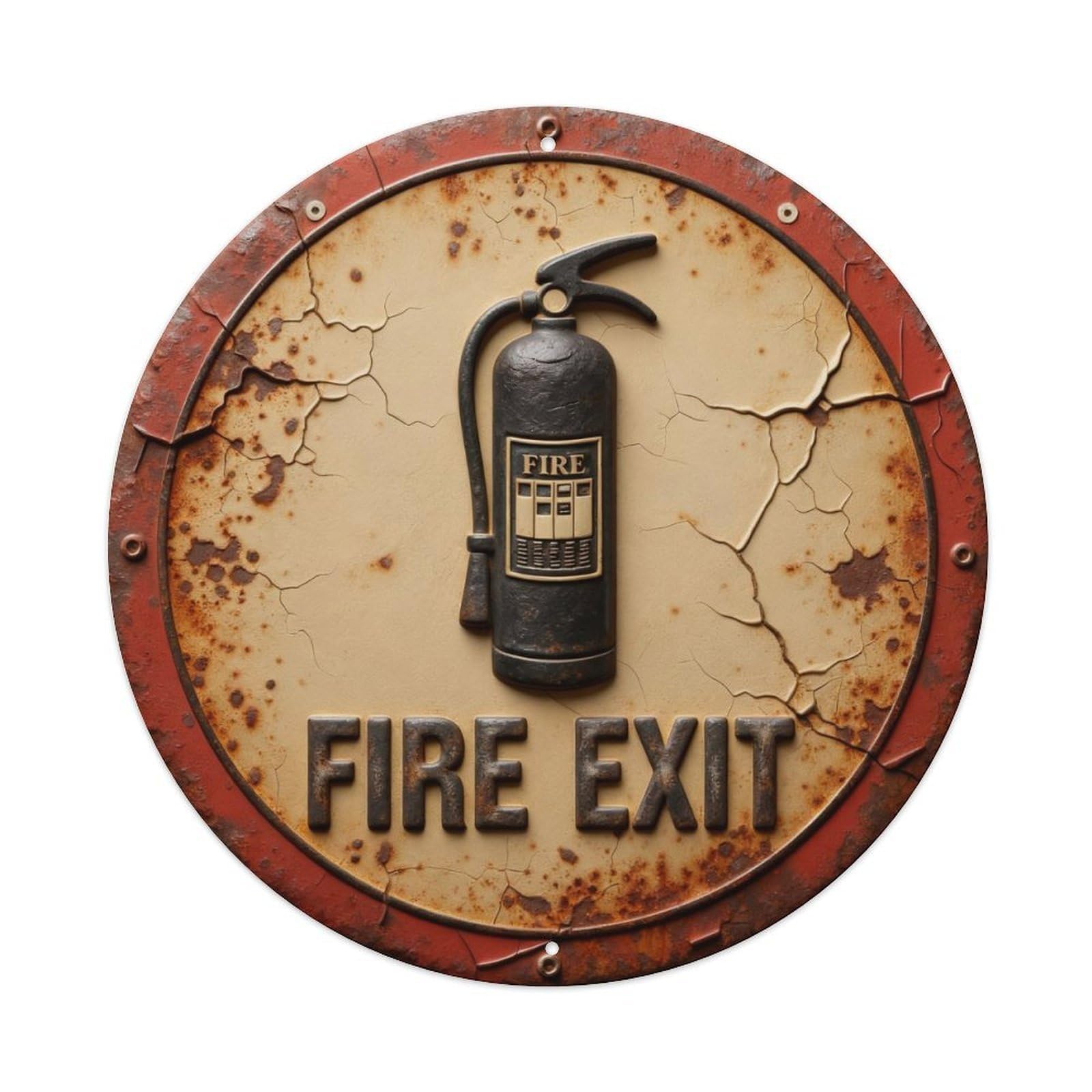 Zlatcbu Vintage Fire Extinguisher Sign With Rust Effect Metal Tin Sign Retro Wall Art Poster, Decor For Home Living Room Bar Cafe Garage, 8X8 Inch