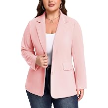 Plus Size Casual Blazers for Curvy Women Button Front Long Sleeve Work Office Blazer Jacket Pockets