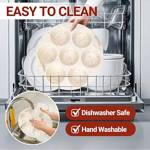 Miniatura 7 de Molde de silicona para magdalenas para freidora de aire, olla instantánea, antiadherente, 7 tazas, fácil de manejar para hornear bocados de huevo,