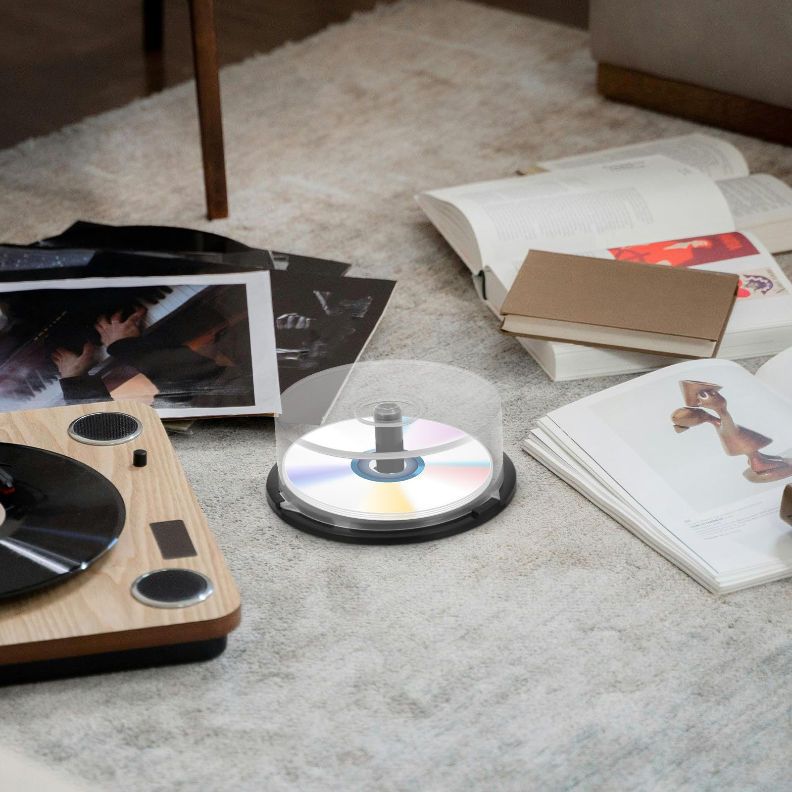 Generico Contenitore Rotondo per CD e Dvd, 2 Pezzi Secchiello Porta CD da 25 Pezzi, Design Trasparente, per Conservazione di Dischi in Casa e Ufficio