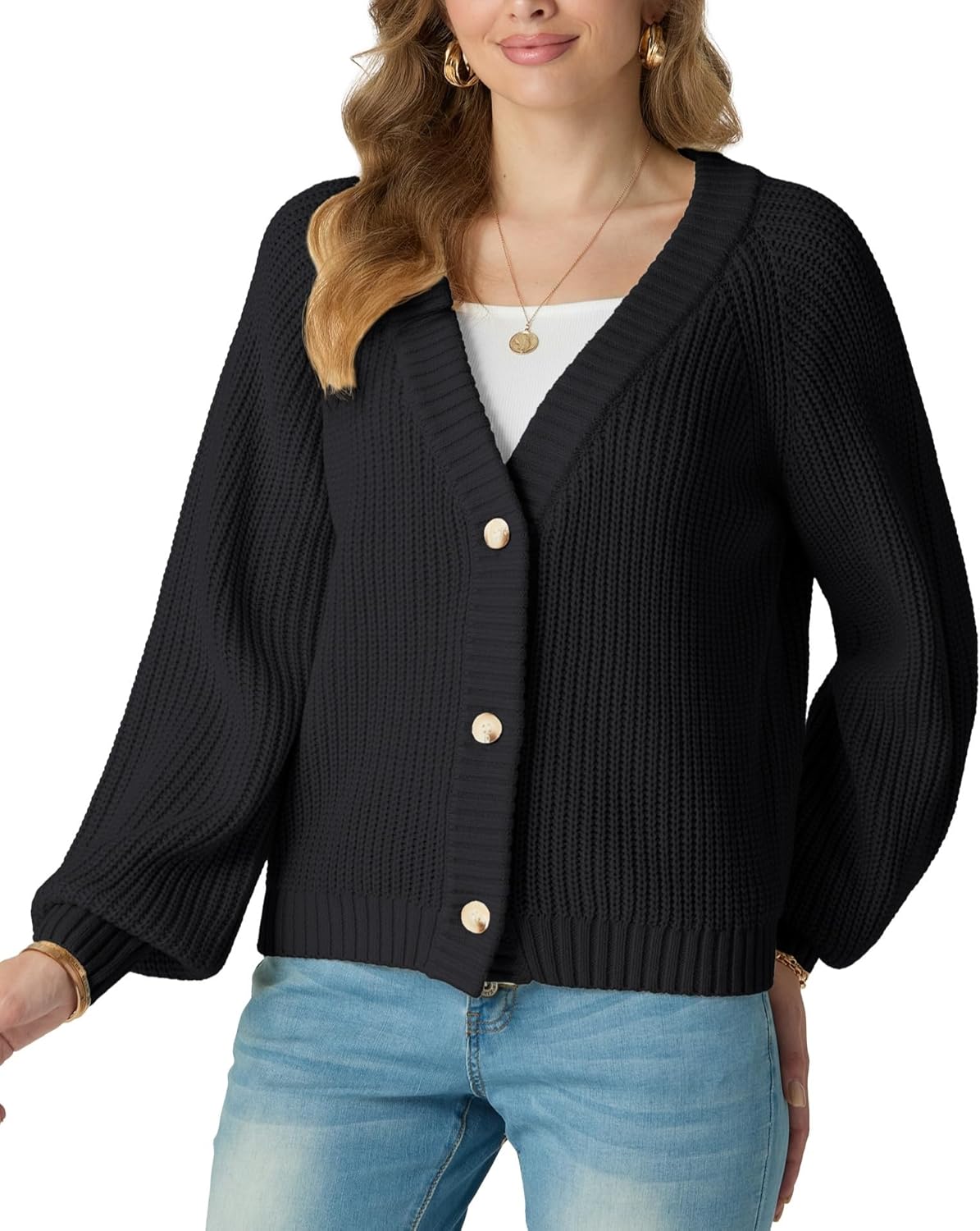 GRECERELLE Women's Cardigan Sweater Thick Knitted Open Front Long Sleeve Button Up Loose Casual Oversized Outerwear, S-2XL - Image 5