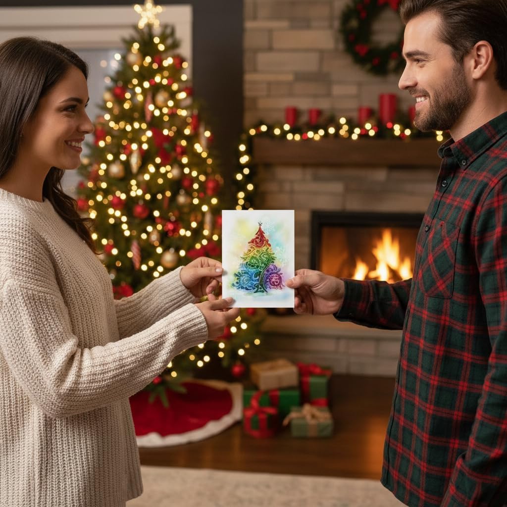 Christmas Tree Quilling Card, Christmas Card, Merry Xmas Religious Greeting Card, Artful Quilled Card for Holiday, New Year, Mom, Dad, Grandma, Friend, Boss (Christmas Tree) - Image 4