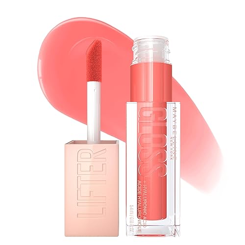 Maybelline New York Lifter Gloss Brillo labial hidratante con ácido hialurónico, anillo de melocotón, melocotón transparente, 1 unidad
