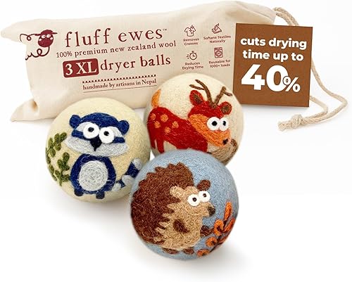 Fluff Ewes - Bolas de lana reutilizables de alta calidad hechas a mano de Nueva Zelanda para lavandería, bebé, alternativa antiestática al