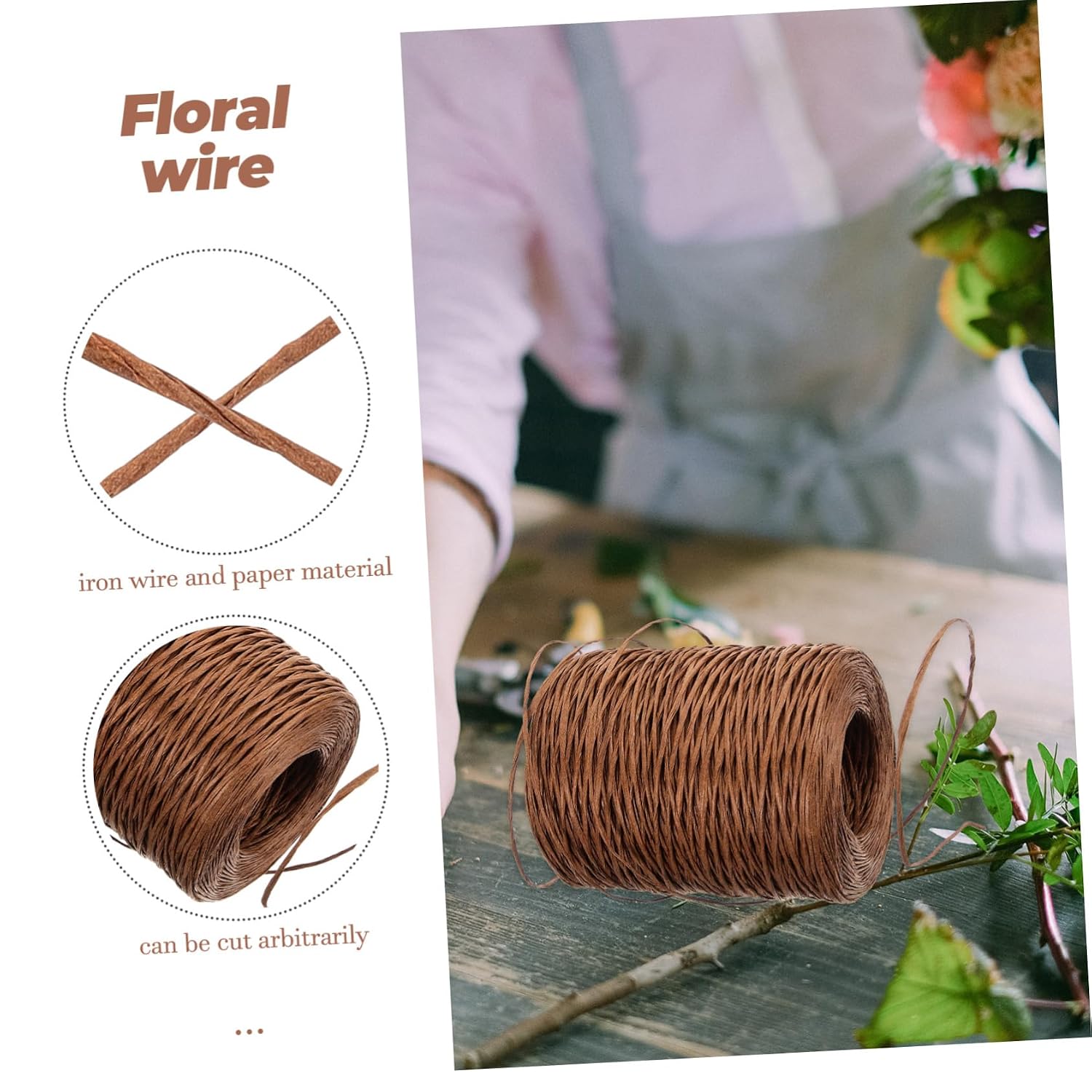 1roll Floral Wire Roll Deep Wire for Wreath Fixing Floral Packing Crafts Bouquets Christmas Decorations Easy to Cut and Store Versatile for Weddings and Parties