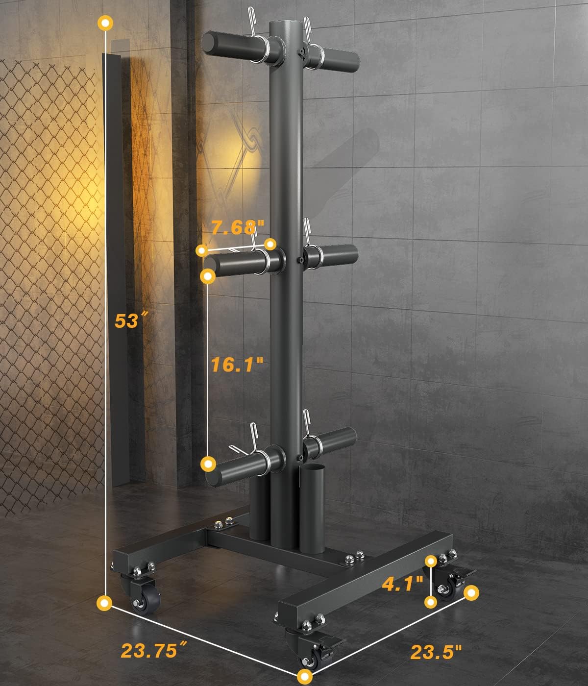 DONOW Olympic Weight Plate Tree Vertical Weight Rack for Two Inch and One Inch Plates and Barbell Holder Gym Storage with Transport Wheels and Locking Casters 800lbs