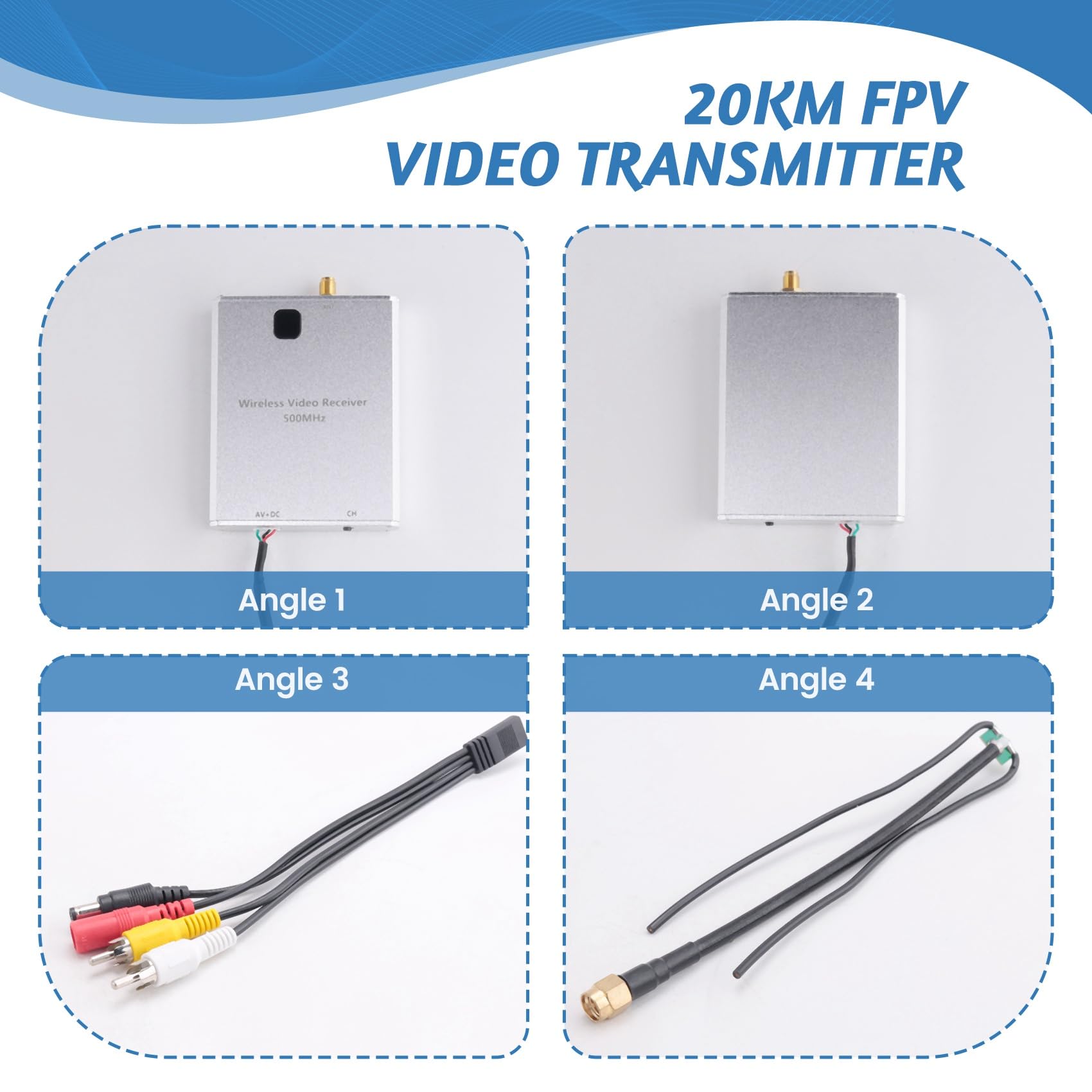 Trasmettitore Video FPV 520Mhz 20km 2W VRX 8 Canali Trasmissione Wireless Analogica
