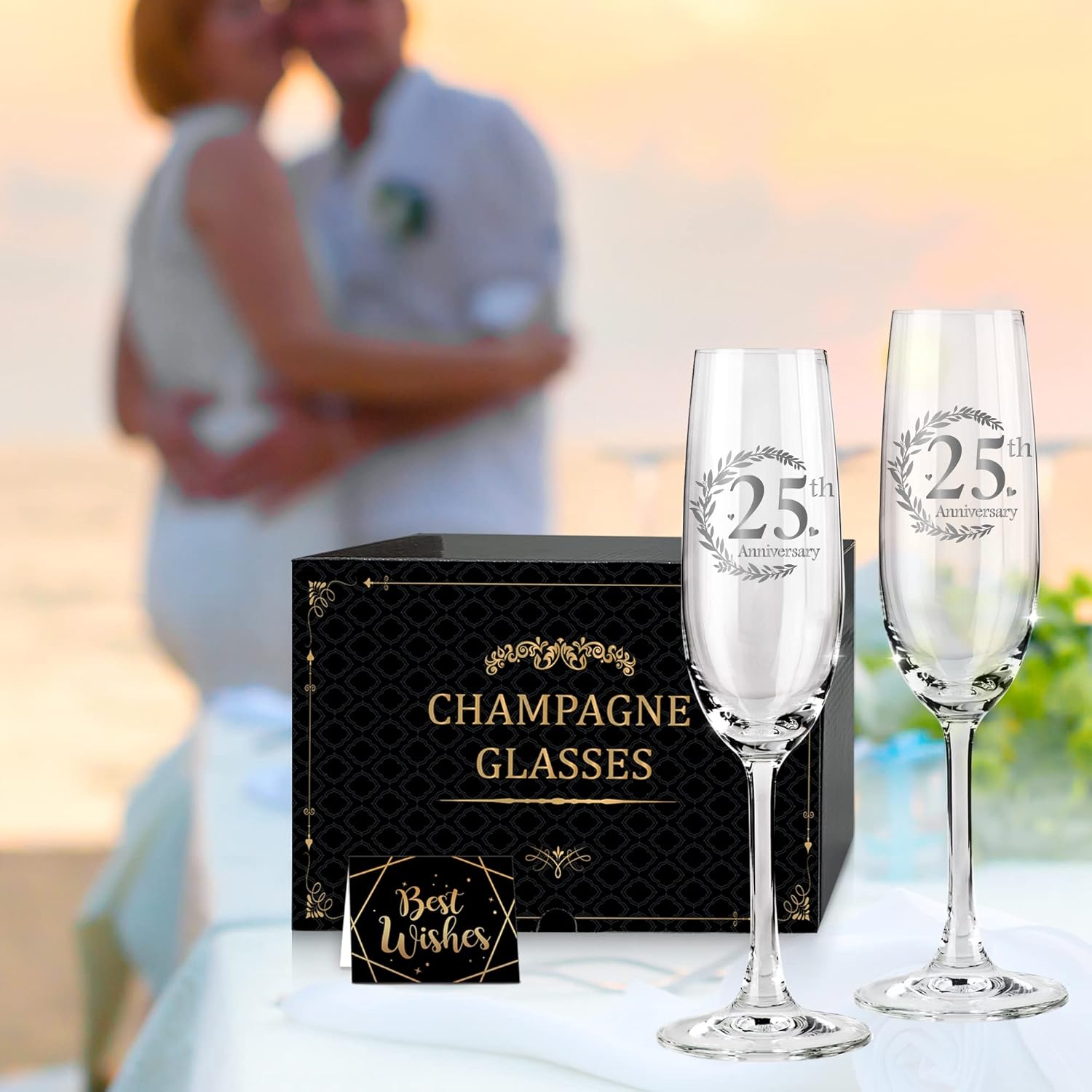 25th Anniversary Champagne Flutes, Wedding Gifts Anniversary for Couple, 25th Wedding Anniversary Champagne Flutes Glasses Set of 2, Couple gifts, Anniversary 25th Gifts for Parents - Image 6