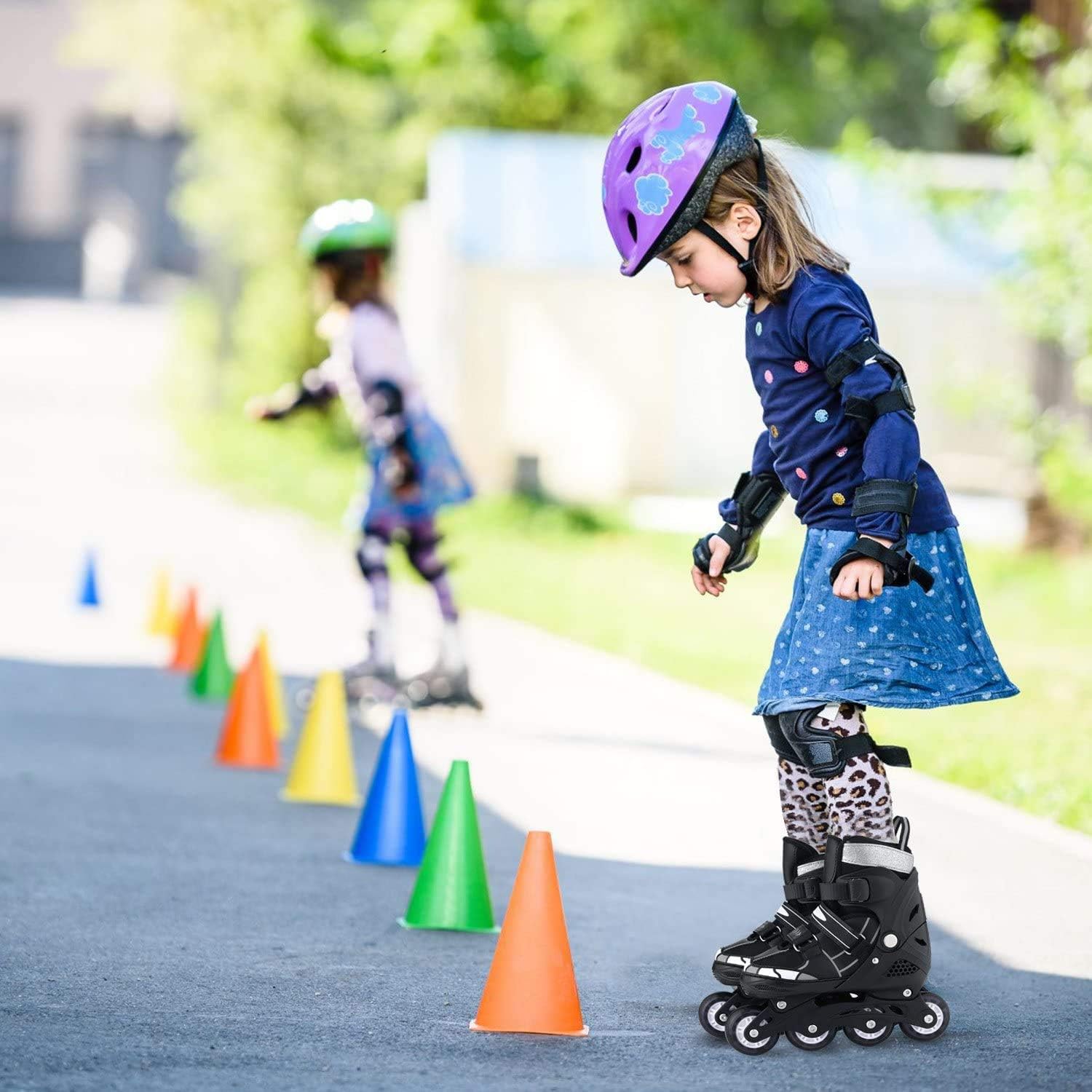 ANCHEER Youth Inline Skates for Kids and Women Adjustable Blades Roller Skates with Light Up Wheels Outdoor in Line Skating for Girls and Boys Beginner Skates Size 12-8