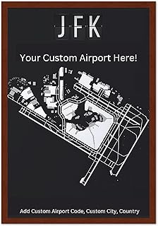 Custom Airport Map Wall Art with Runway Details - Personalized Aviation Gift for Pilots, Travellers, and Aviation Enthiusiasts - Custom-Framed Print Room Decor for Men - USA-Made for Home & Office