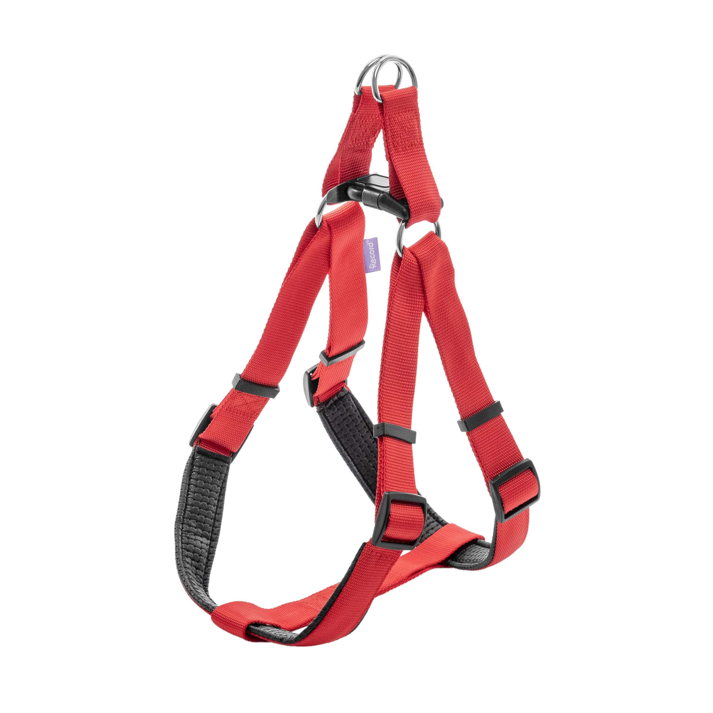 Record - Pettorina Cane – Realizzata in Nylon Imbottito Soft con Rivestimento in PVC – Pettorina di Tipo X Scapolare - Colore Rosso – Taglia L - Circonferenza 56-81 cm