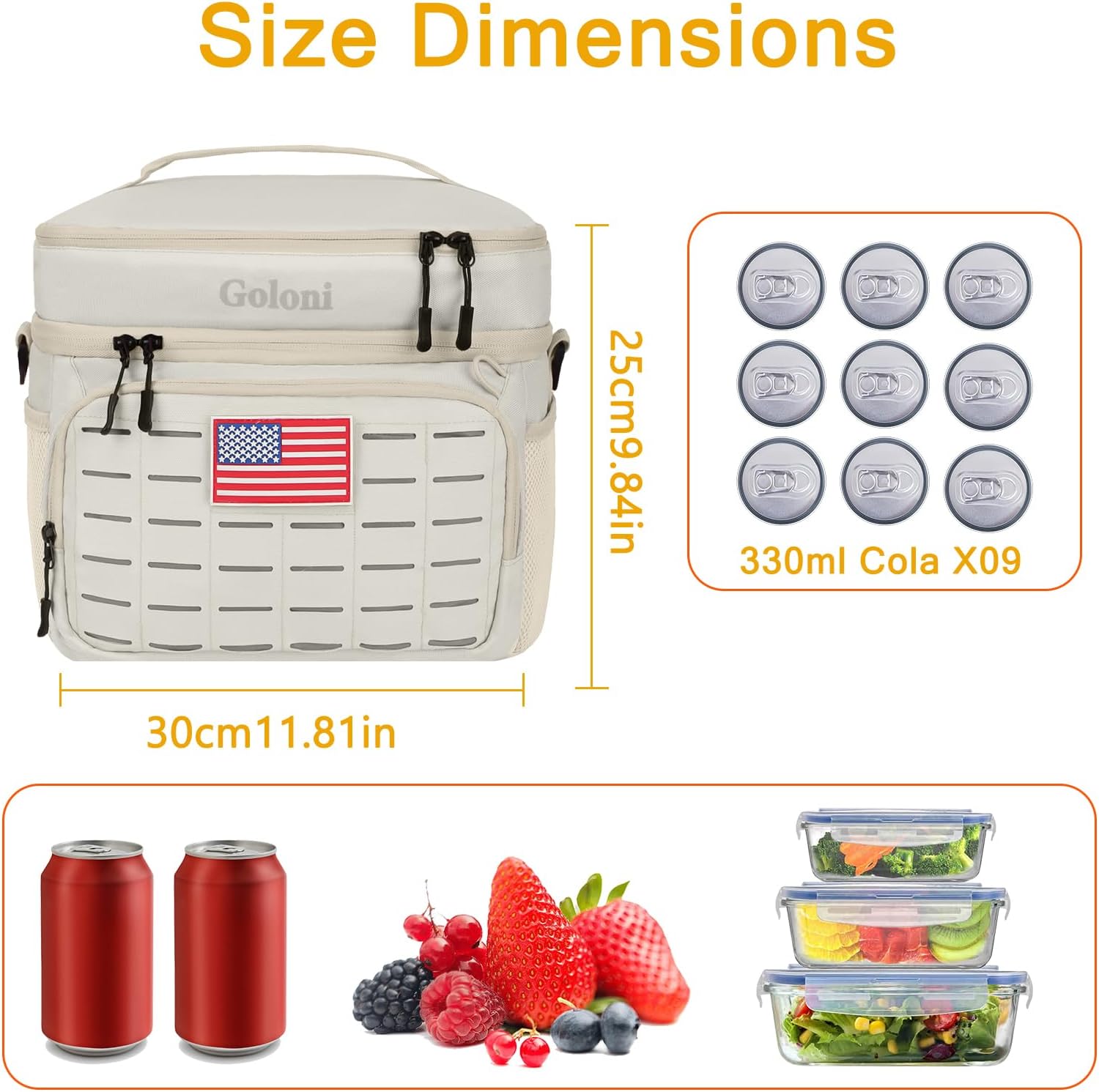 Portable Insulated Cooler Bag, Leakproof Soft-Sided Lunch Bag,8mm Insulation Keeps Cool 16+ for Camping, Beach, Picnics - Image 3