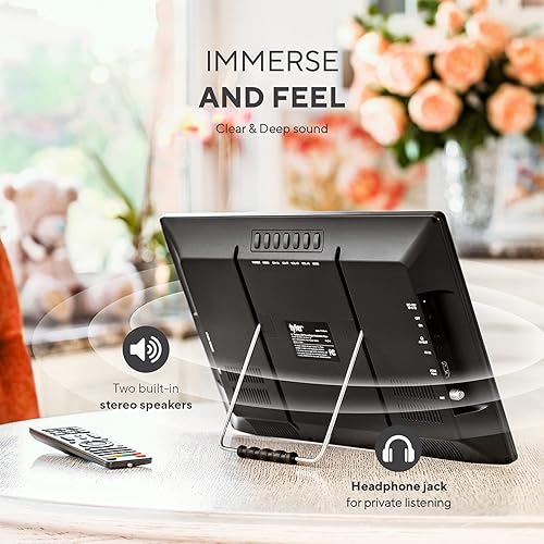 Miniatura 7 de Tyler Monitor LCD portátil de 16 pulgadas con batería con capacidad inalámbrica HD-TV, HDMI, USB, RCA, AC/DC, radio FM, cargador de coche, control