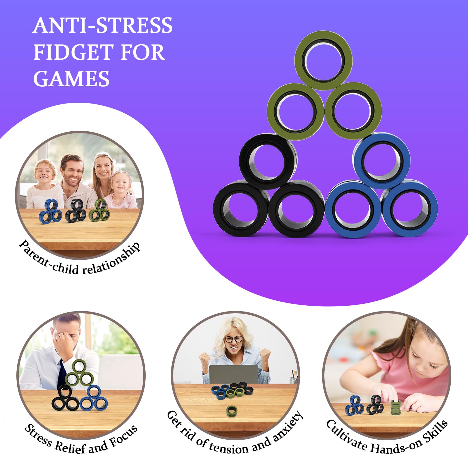 Spinner Fidget Anneaux pour Femmes Anti Anxiété Réglable Silver | Leroy Merlin