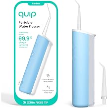 quip Water Flosser with Replacement Tip - Cordless Water Flosser with Adjustable Pressure - Teeth Cleaner Pick with 360 Degree Rotating Replaceable Tip, Rechargeable Water Dental Pick - Sky Blue