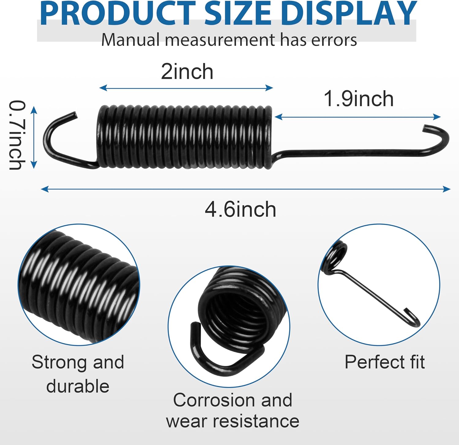 4-1/2 Inch Recliner Sofa Chair Mechanism Tension Spring - Long Neck Hook Style Replacement