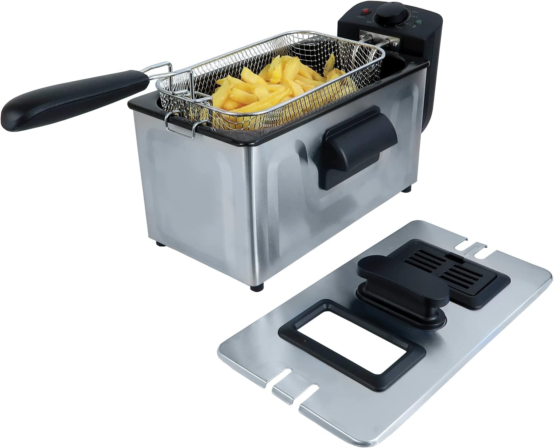 Igenix IGTB1030SS Deep Fat Fryer with Frying Basket, Dishwasher Safe Parts, 3 Litre Capacity, 1800 W, Stainless Steel