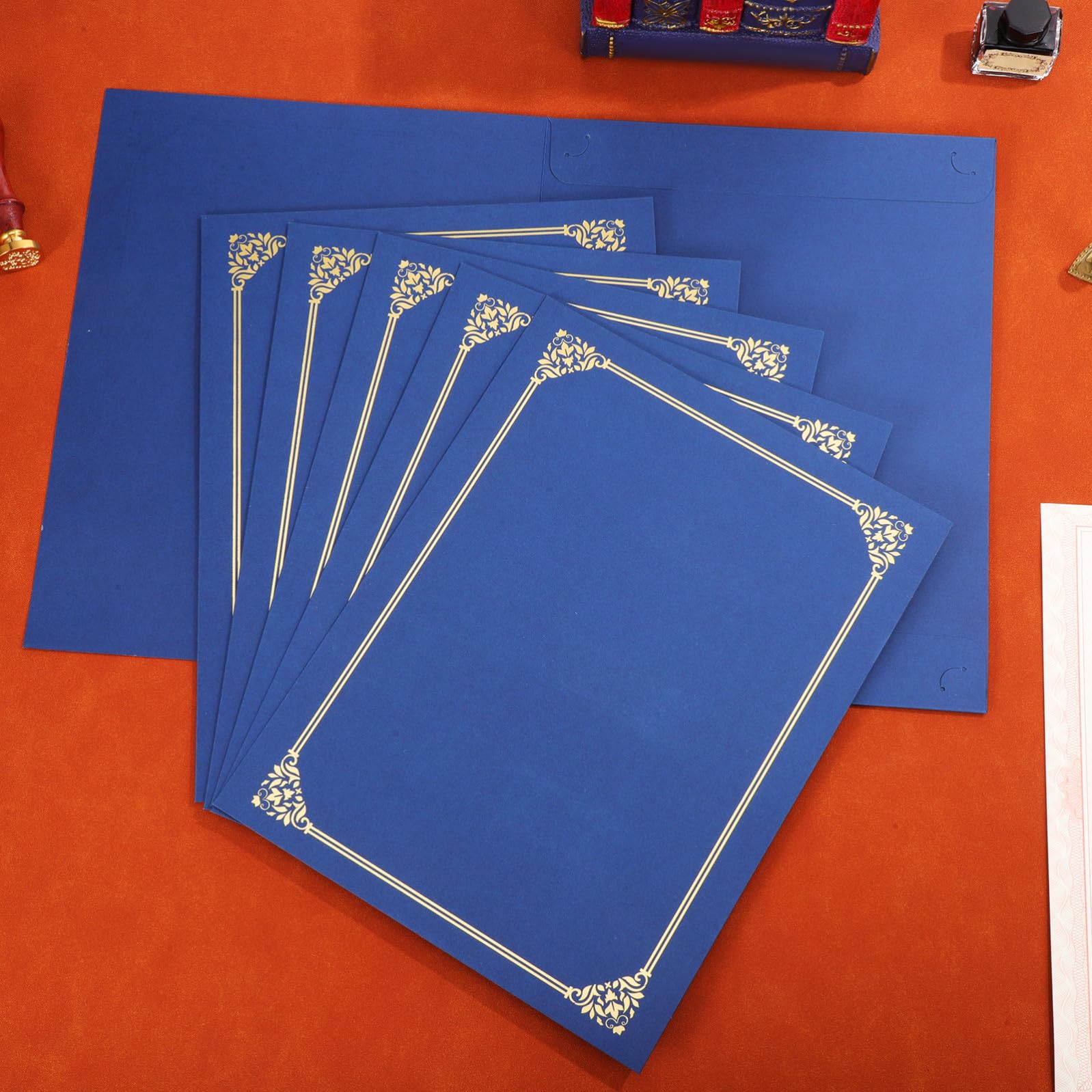 Hemobllo Copertine per Certificati, Award Display Folder, Carta, Bordo in Lamina d'Oro, 30 Pezzi, Fits Standard Certificates, Protezione per Diploma, Formato 8,5 x 11, per Scuola
