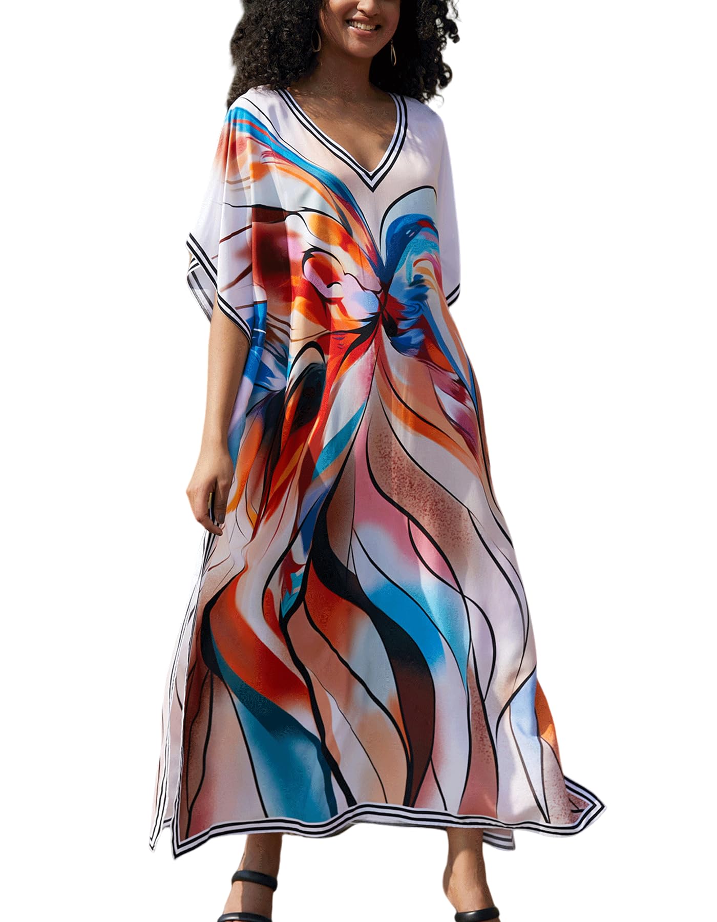 NFVNKJ Women's Plus Size Beach Lounge Kaftan Maxi Dress Swimsuit Coverup for Women