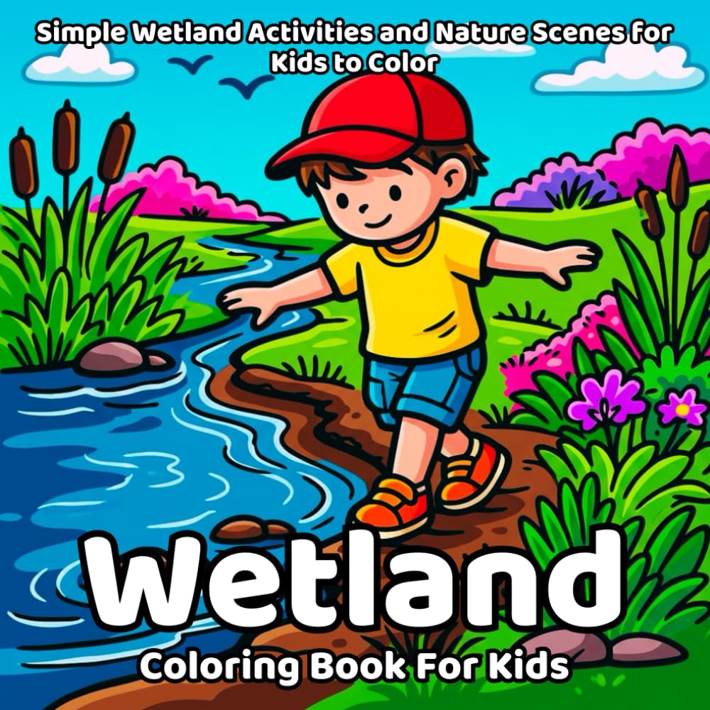 Wetland coloring book: Simple Wetland Activities and Nature Scenes for Kids to Color (Easy and Bold Coloring Books)
