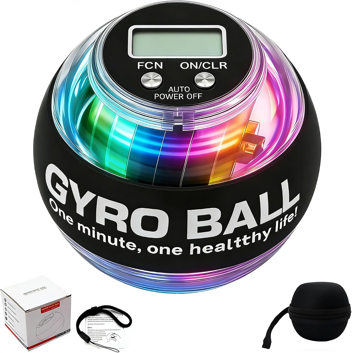 EXBEPE Gyro Ball con contador, ejercitador de mano de muñeca con luz LED