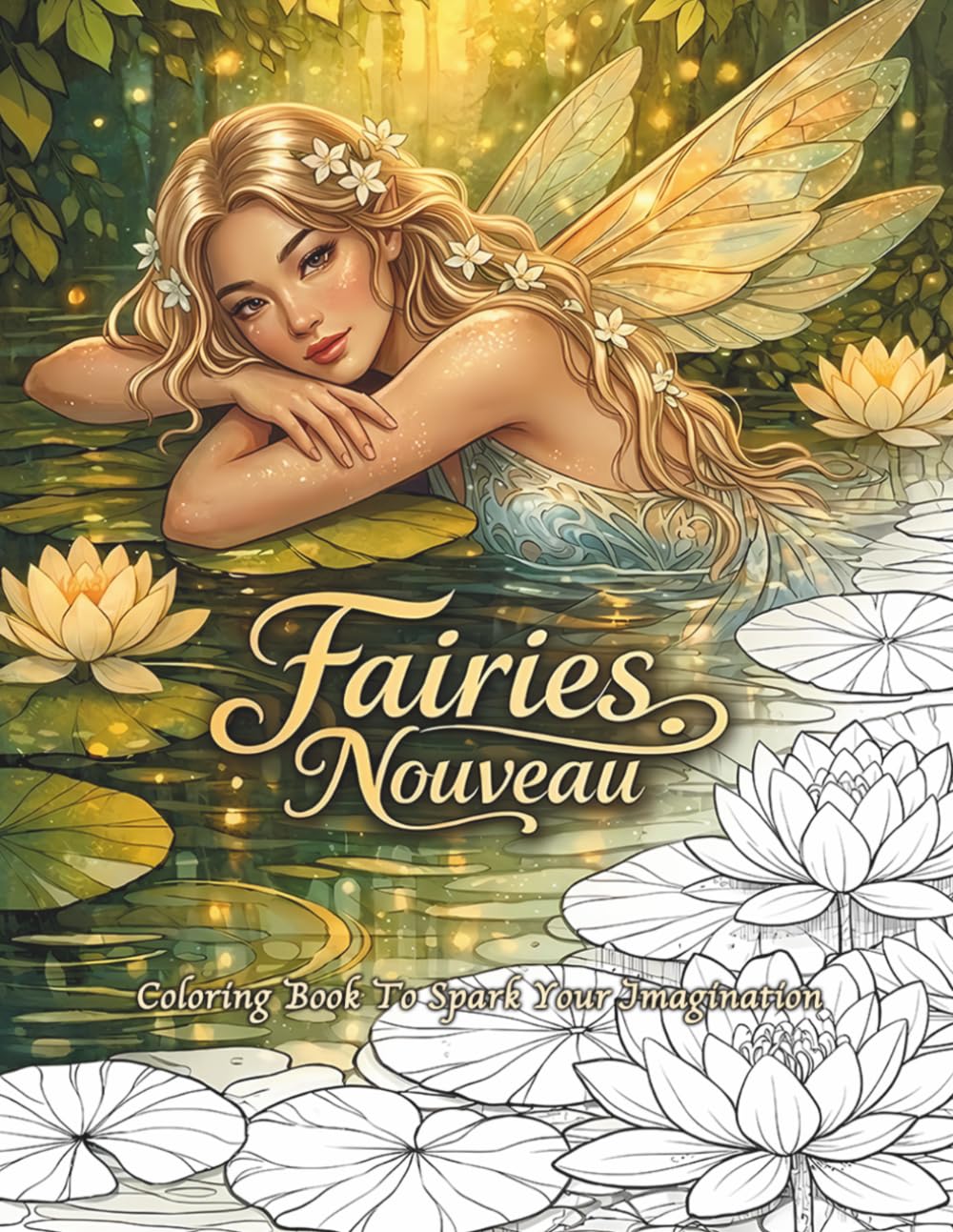 Fairies Nouveau: A Botanical Fantasy Coloring Book with Graceful Fairies and Lotus Garden Designs