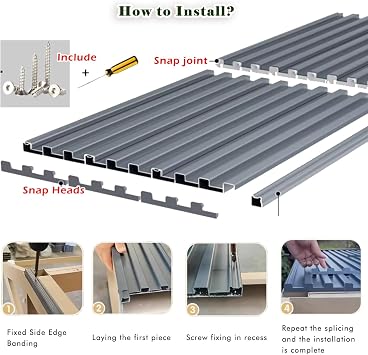 Double-Layer Aluminium Roof Tiles, Large Great Wall Panel for Walls and Ceilings, 82 78 75 67 63 60 51 47 43 39 Inches Long Waterproofing Metal Roofing Cladding(Grey,10pcs-l 1.9m/74.8in)