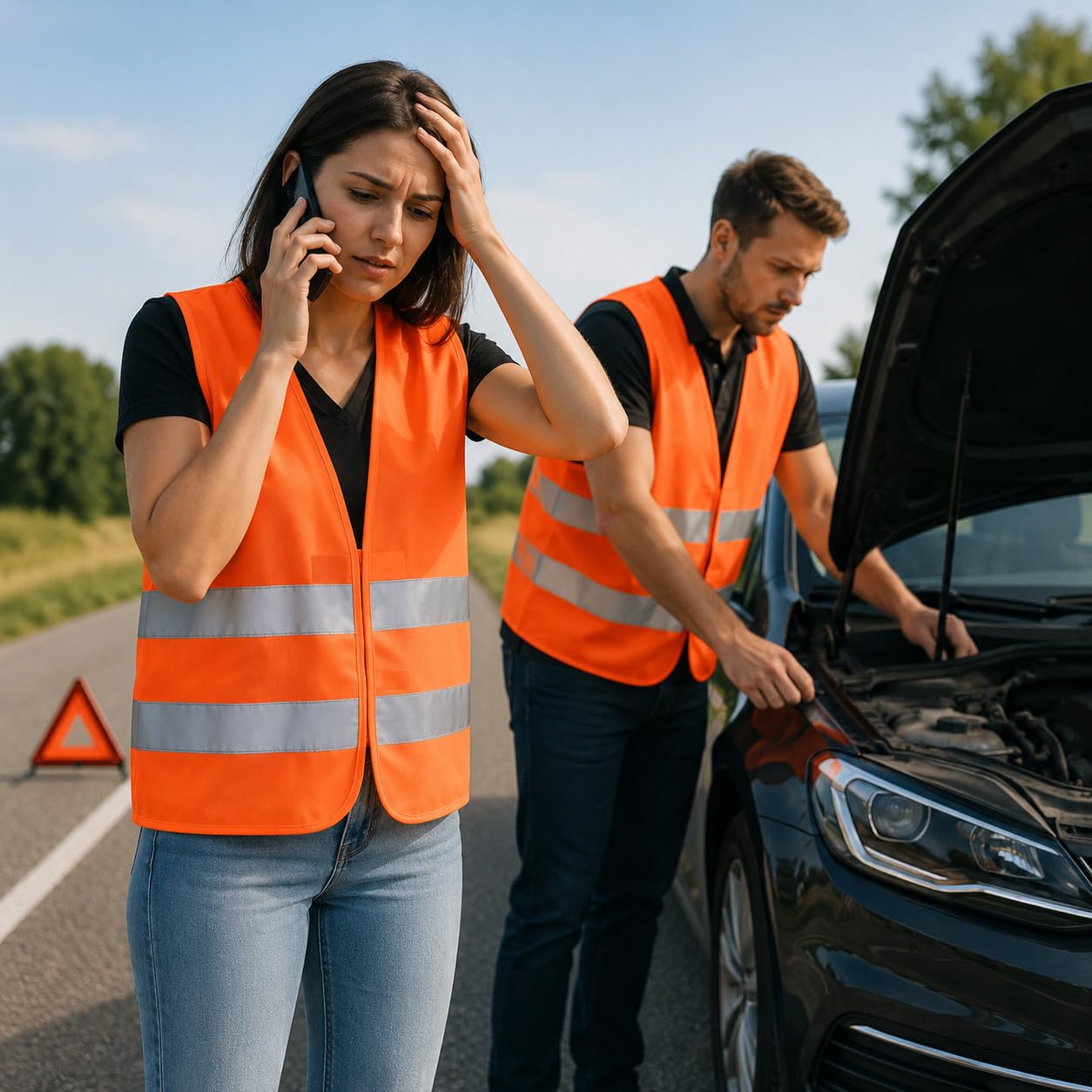 100 x Auto Warnweste orange Erwachsene Unisize EN ISO 20471 | Klasse 2, TÜV-geprüft, waschbar, reflektierend, Qualitätswarnweste