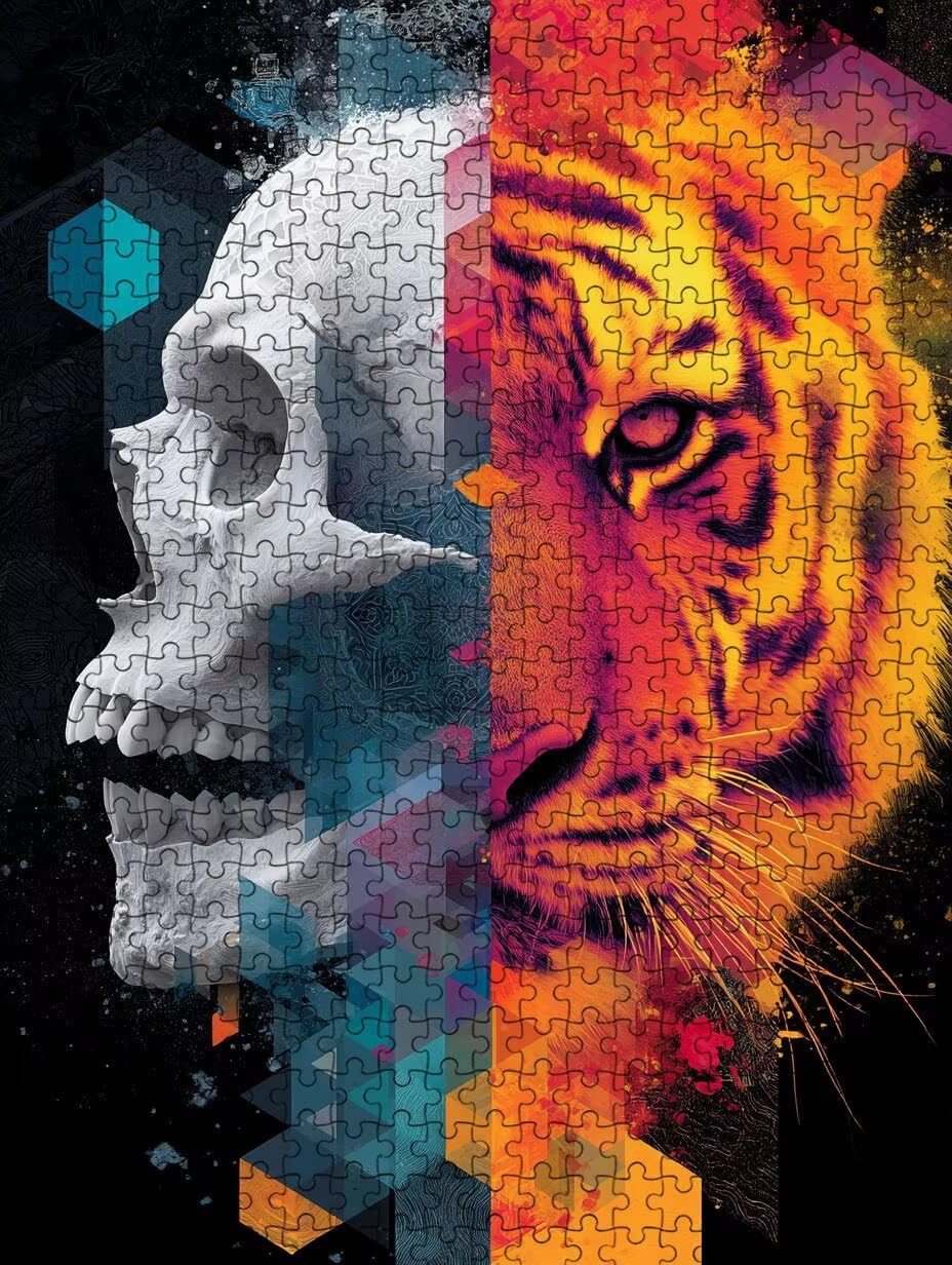 Puzzle 4000 Teile, Skelett Tiger Puzzle Erwachsene 4000, Klassische Puzzles, Puzzlespiele für Die Ganze Familie, Mit Schöner Verpackung, Dekoration Puzzles und Geschenke FNKL3-613