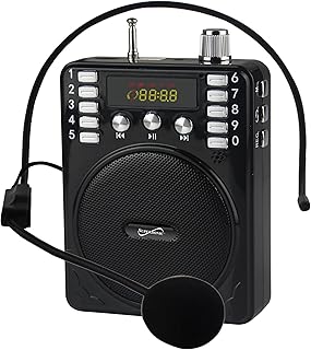 Supersonic SC-1443BT Lightweight Bluetooth Portable PA System Voice Amplifier Built-in BT Receiver, LED Display, FM, USB/SD/AUX Input Karaoke Jack, Mic, Recording & Repeat (SC-1443BT Black)