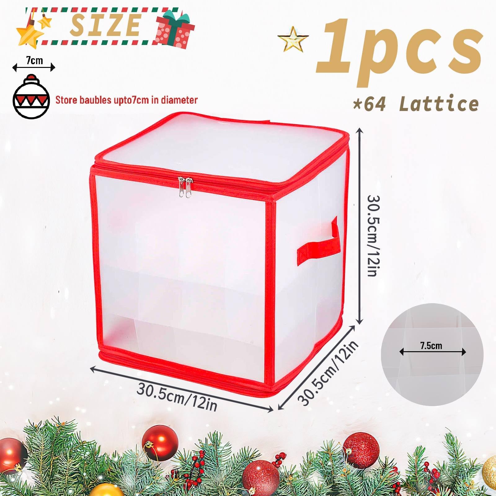 dellyy - Contenitore per palline di Natale, 64 scomparti da 7,5 cm, per 64 palline di Natale