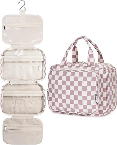 Miniatura 37 de Narwey Neceser colgante para mujer, bolsa de artículos de tocador para viaje, tamaño esencial, accesorios, A-Negro, Large